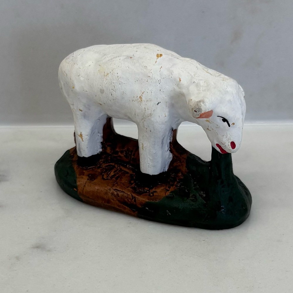 Vintage Handcrafted Richard Santon Terra Cotta White Sheep Figurine England
